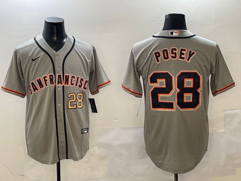 Men San Francisco Giants #28 Posey Grey Game 2025 Nike MLB Jersey style 5